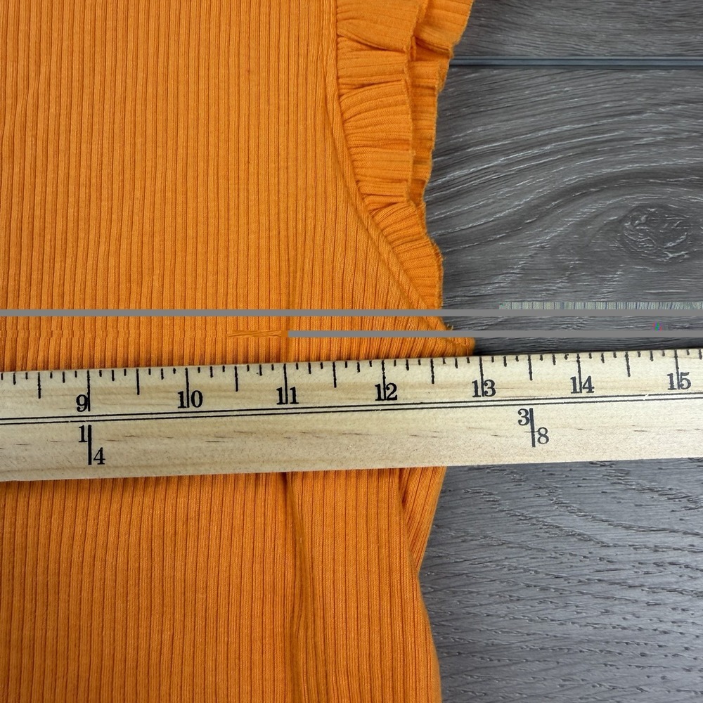 J Crew Women's Ribbed Ruffled‎ Shoulder Sleeveless Tank Orange XS - Picture 6 of 7